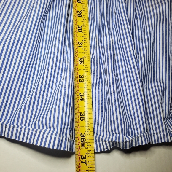 J.crew Tiered Popover In Blue Striped Cotton Notched V-neck Dress M - Picture 13 of 14